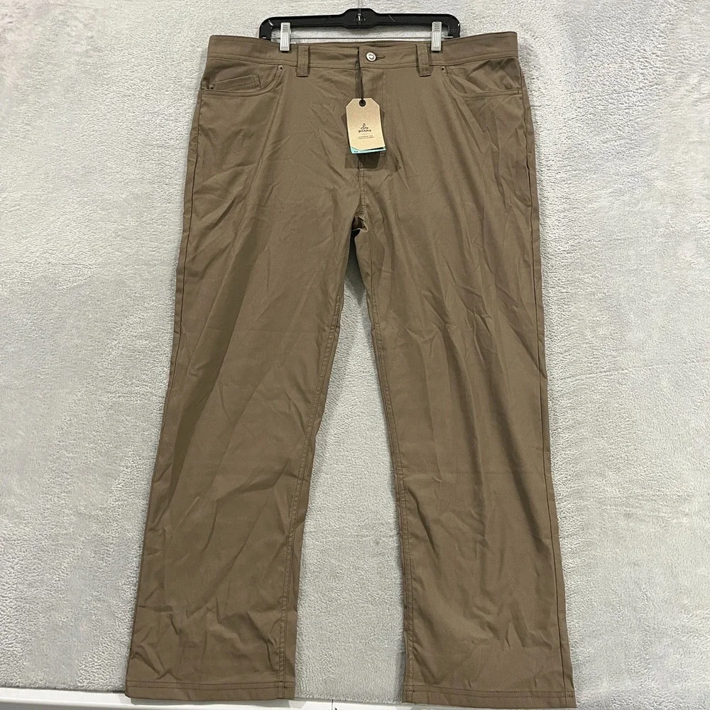 Prana Brion Slim Pant II Men 42x30 (fit 41x30) Mud Stretch Slim Tapered Pants